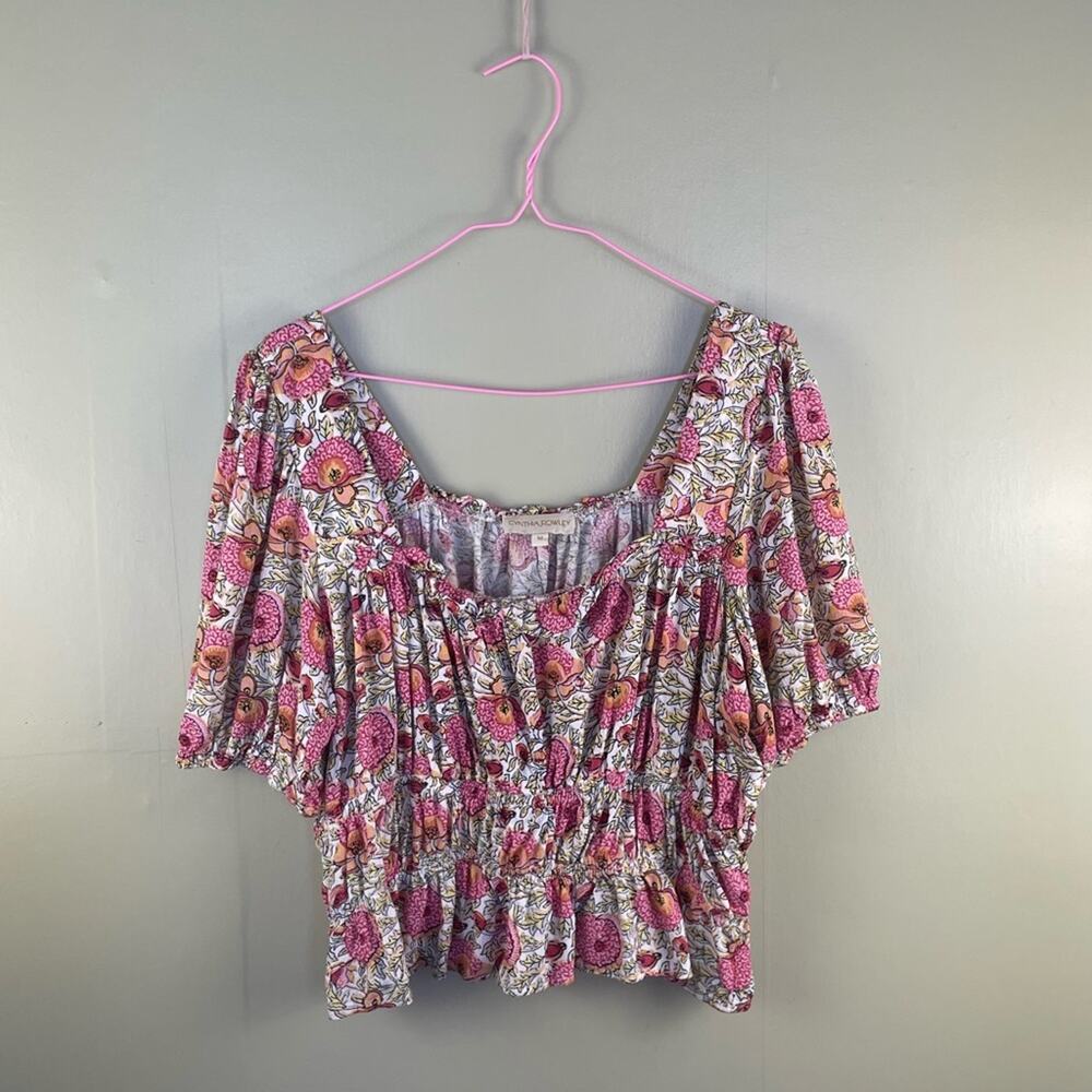 Cynthia Rowley floral square neck crop